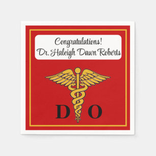 Caduceus Red & Gold Medical School Graduation Napkins