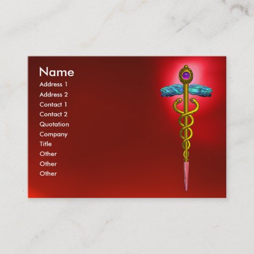 CADUCEUS RED RUBY  vibrant gold amethyst Business Card