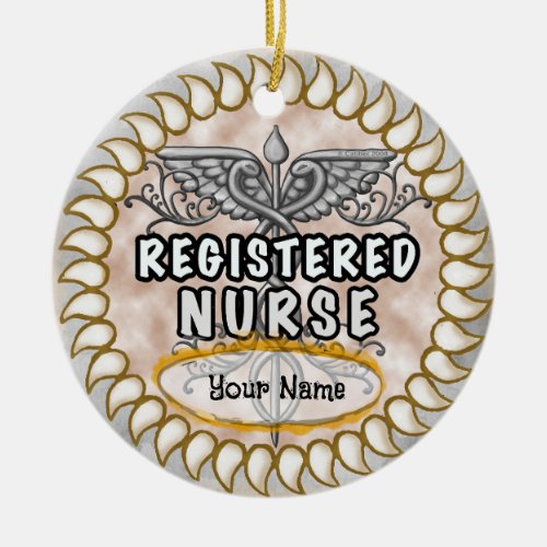 Caduceus Registered Nurse Ceramic Ornament