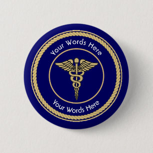 Caduceus Rope Shield Universal Custom Button