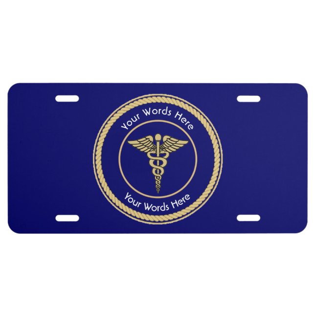 Caduceus Rope Shield Universal Custom License Plate (Front)