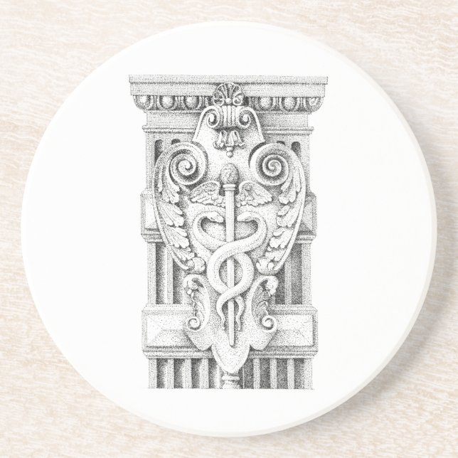 CADUCEUS Round Sandstone Coaster (Front)