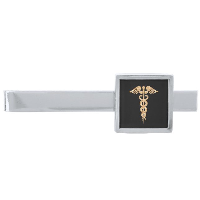 Caduceus Silver Finish Tie Bar (Front)