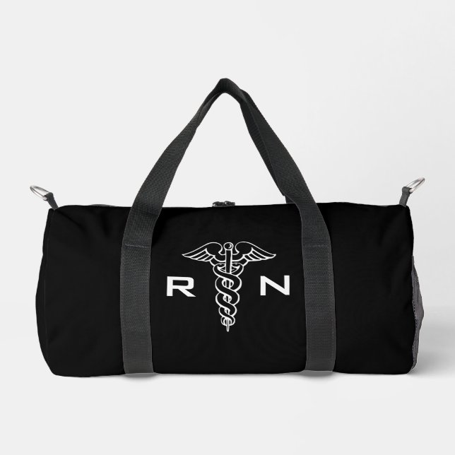 Caduceus symbol duffle bag with name initials (Front)