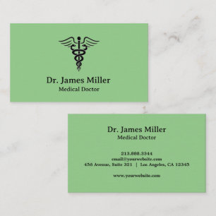 Caduceus Symbol Medical Professional Green Business Card