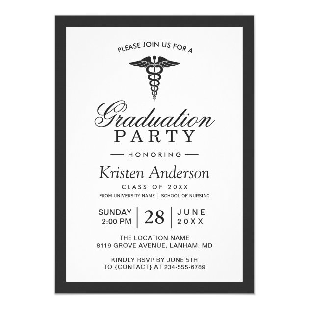 Caduceus Symbol Medical School Graduation Party Card