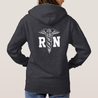 Caduceus symbol RN nurse pull over hoodie in grey