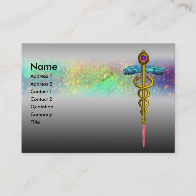 CADUCEUS, vibrant,amethyst Business Card (Front)