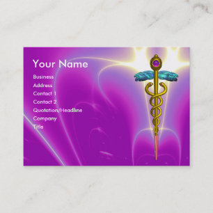 CADUCEUS, vibrant blue turquase gold amethyst Business Card