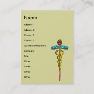 CADUCEUS, vibrant gold amethyst Business Card