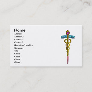 CADUCEUS, vibrant gold amethyst Business Card