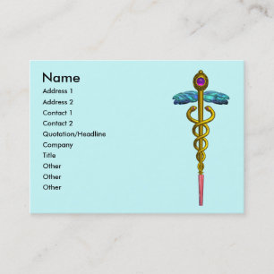 CADUCEUS, vibrant gold amethyst Business Card