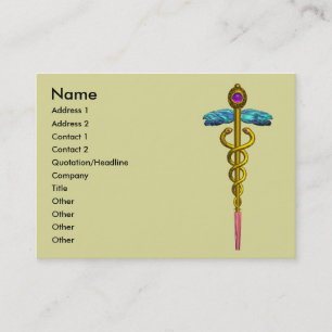 CADUCEUS, vibrant gold amethyst Business Card