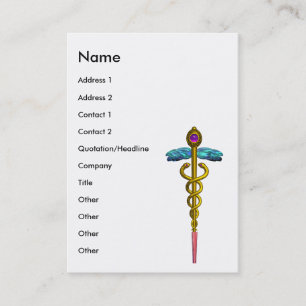 CADUCEUS, vibrant gold amethyst Business Card