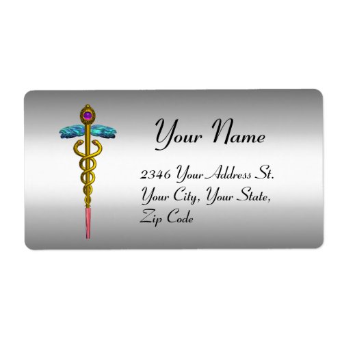 CADUCEUS vibrant gold amethyst Label