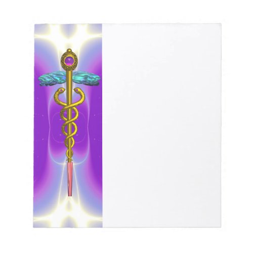 CADUCEUS vibrant gold amethyst purple white Notepad