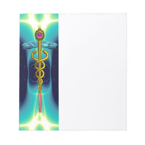 CADUCEUS vibrant gold amethyst teal bluewhite Notepad