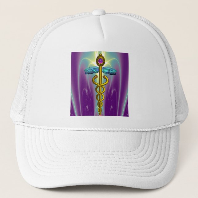 CADUCEUS , vibrant gold amethyst Trucker Hat (Front)