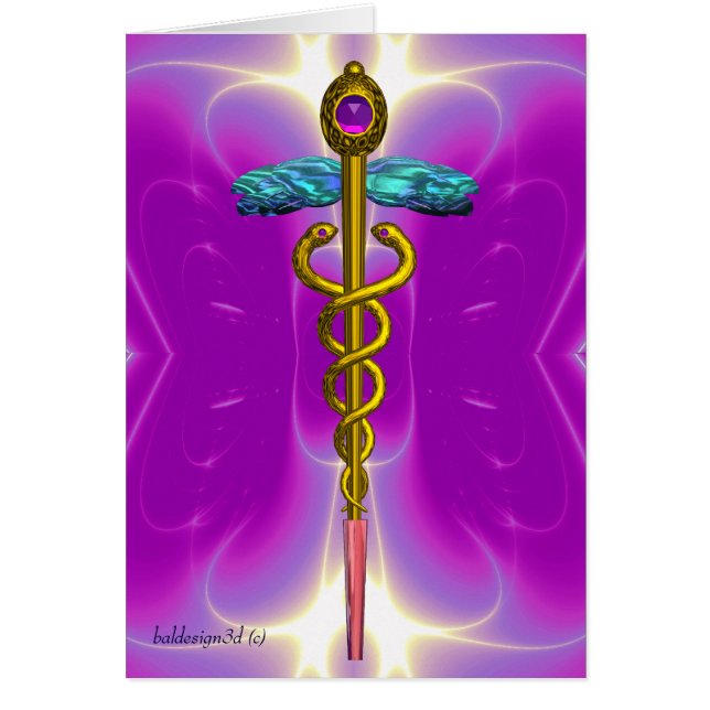 CADUCEUS, vibrant gold amethyst Violet Fuchsia (Front)