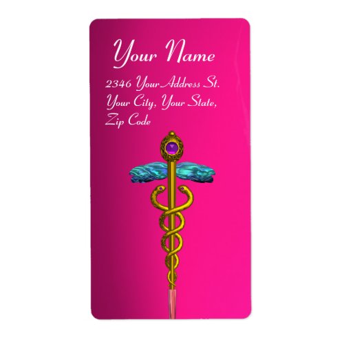 CADUCEUSvibrant gold amethyst violet pink fuchsia Label