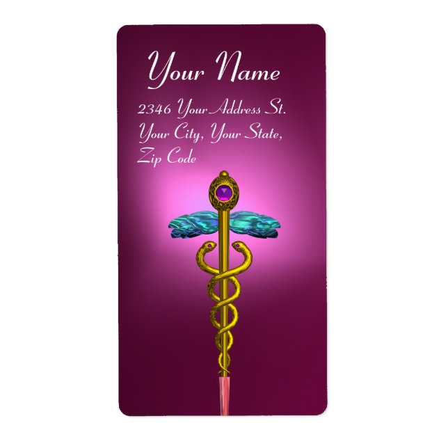 CADUCEUS,vibrant gold amethyst violet pink purple Label (Front)