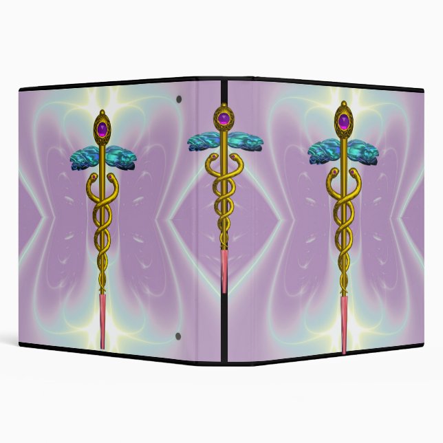 CADUCEUS , vibrant gold ametist 3 Ring Binder (Background)