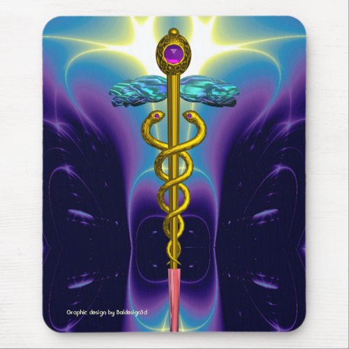 CADUCEUS  vibrant gold ametist Mouse Pad