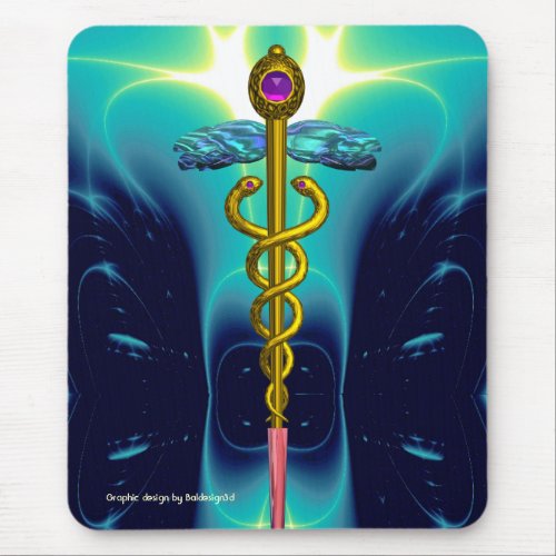 CADUCEUS  vibrant gold ametist Mouse Pad