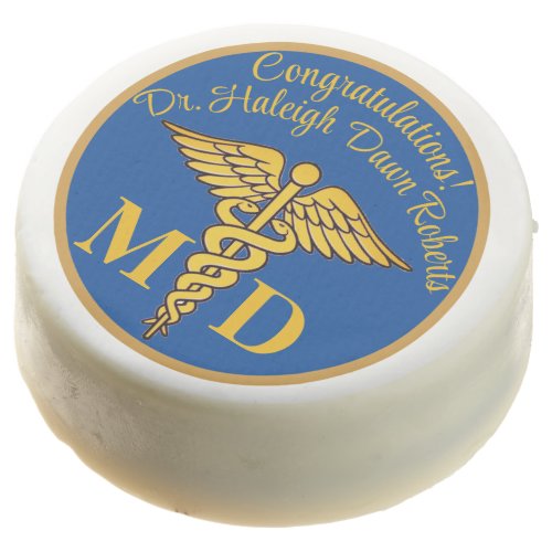 Caduceus WhiteBlueGold Medical School Graduation Chocolate Covered Oreo