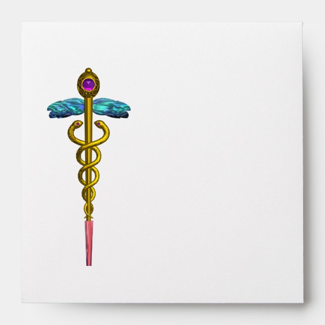 CADUCEUS, white bright blue ,pink violet amethyst Envelope (Front)