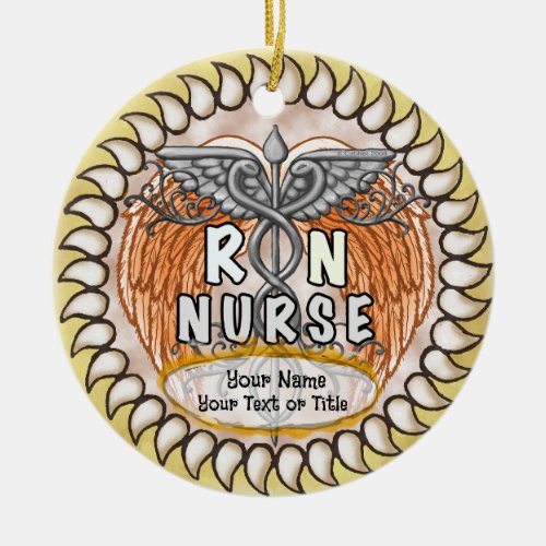 Caduceus Wings RN nurse  Ceramic Ornament