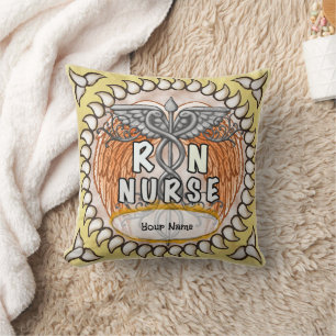 Caduceus wings rn nurse throw pillow