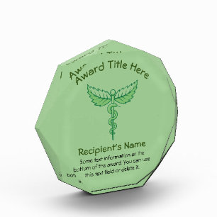 Caduceus with Leaves Acrylic Award