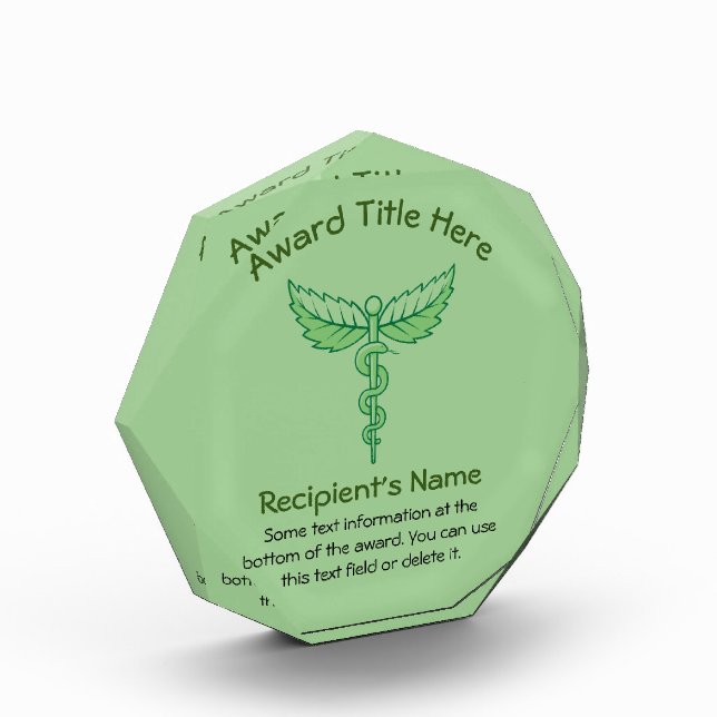 Caduceus with Leaves Acrylic Award (Left)