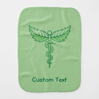 Caduceus with Leaves Baby Burp Cloth