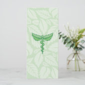Caduceus with leaves background (Standing Front)