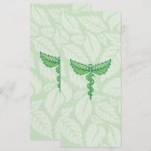 Caduceus with leaves background (Front/Back)