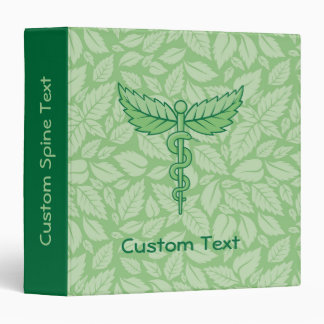 Caduceus with Leaves Background 3 Ring Binder