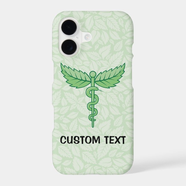 Caduceus with leaves background Case-Mate iPhone case (Back)