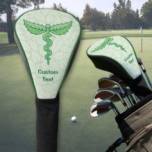 Caduceus with Leaves Background Golf Head Cover