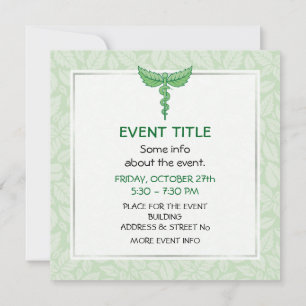 Caduceus with leaves background invitation