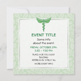 Caduceus with leaves background invitation