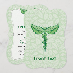 Caduceus with leaves background invitation