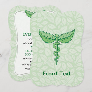 Caduceus with leaves background invitation