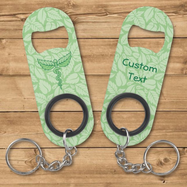 Caduceus with Leaves Background Keychain Bottle Opener (Creator Uploaded)