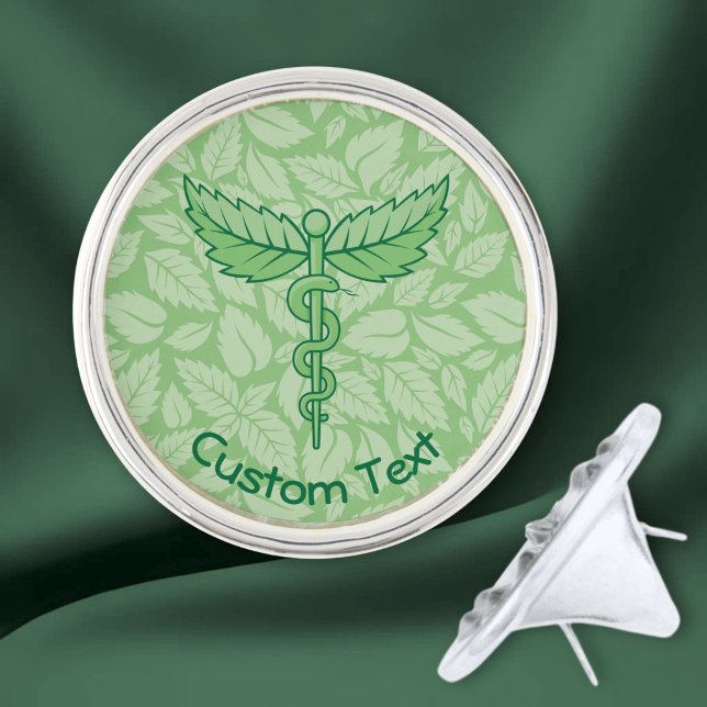 Caduceus with Leaves Background Lapel Pin (Creator Uploaded)