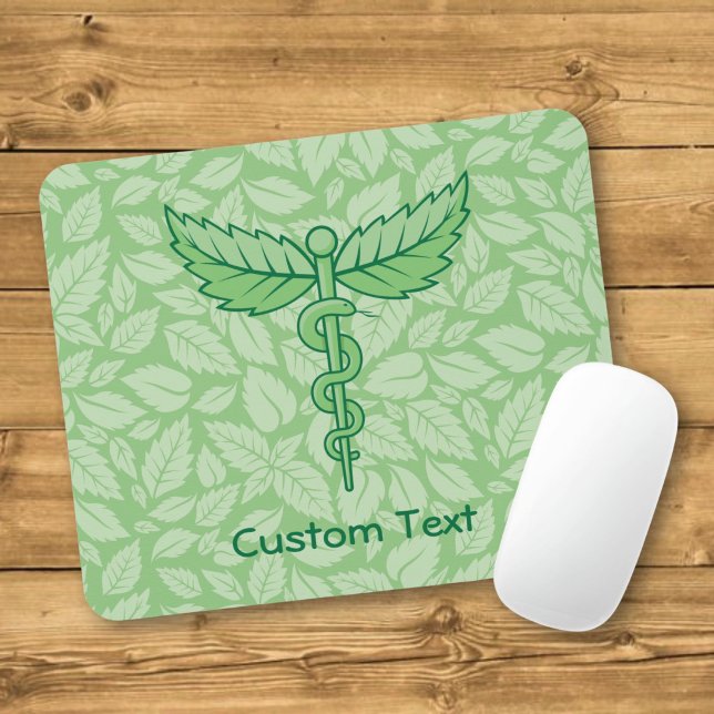 Caduceus with Leaves Background Mouse Pad (Creator Uploaded)