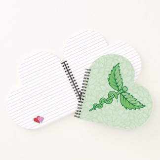 Caduceus with leaves background notebook