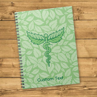 Caduceus with Leaves Background Notebook