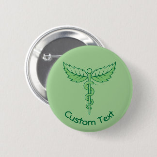 Caduceus with Leaves Button